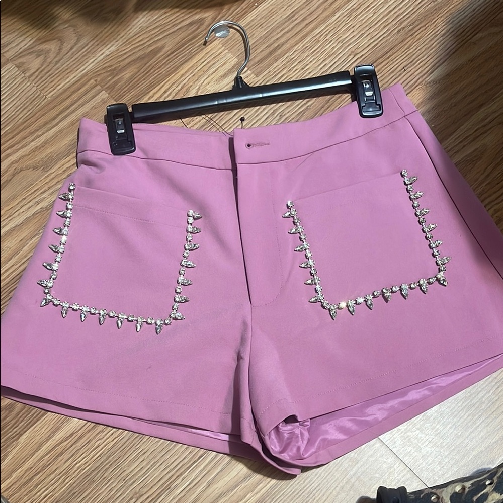 Pink Embellished Women's Shorts